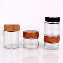 factory supply clear child resistant  glass container cosmetic packing glass jar